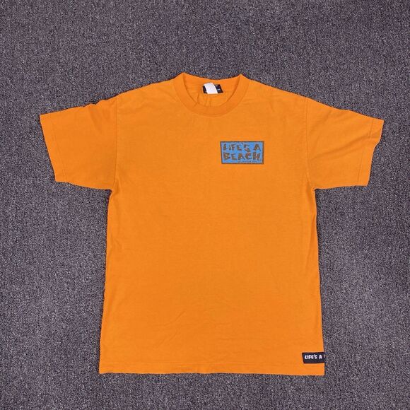 Life’s A Beach T Shirt Get With The Program Funny Print Orange Mens Size Medium - Picture 6 of 6